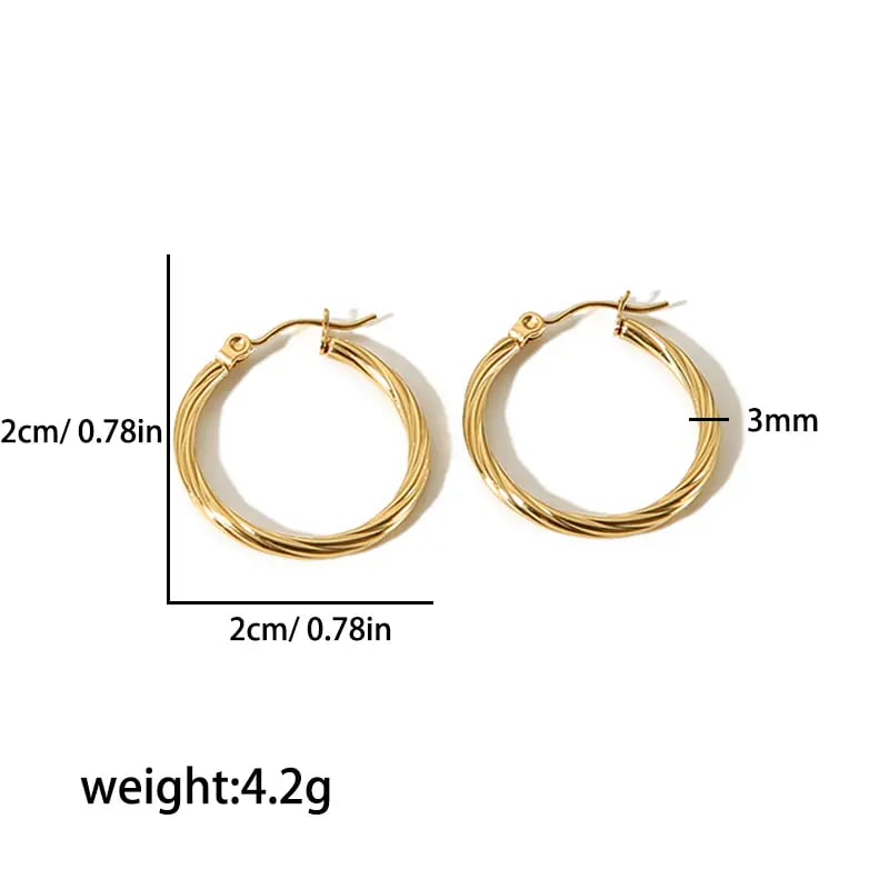 1 pair of stylish  gold-plated stainless steel twist earrings suitable for women's daily wear h5Picture2